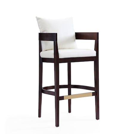 Manhattan Comfort Ritz Barstool in Ivory and Dark Walnut BS013-IV